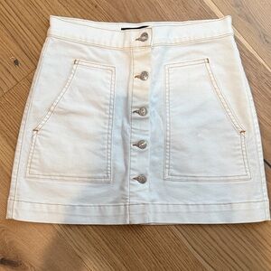 Veronica Beard Off-White Button-Front Mini Skirt